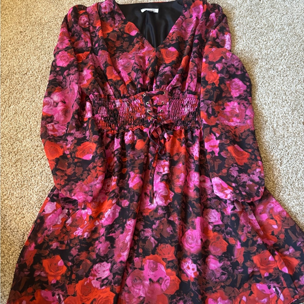 Steve Madden Black and Pink Floral Dress